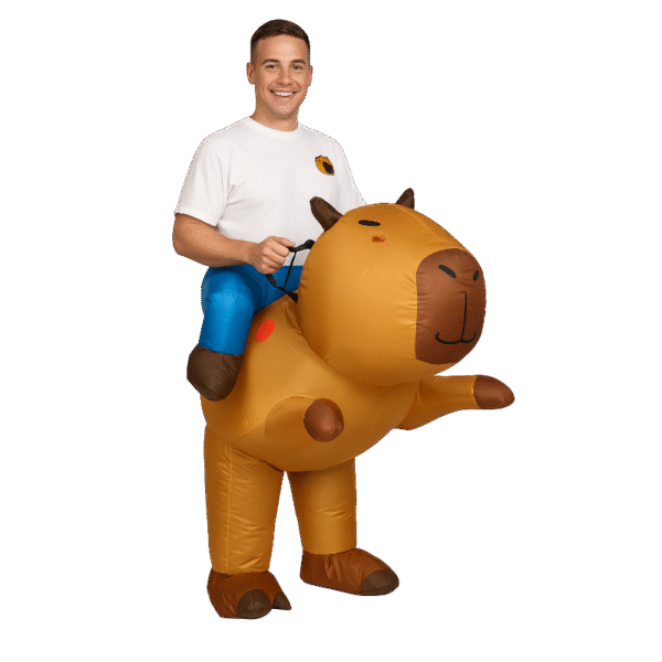 Disfraz capibara inflable medio cuerpo con inflador